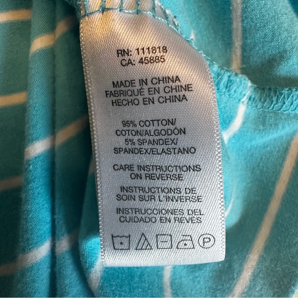 Michael Kors Short Sleeve Stripe Ruch Top Blue White sz XL - Picture 11 of 11
